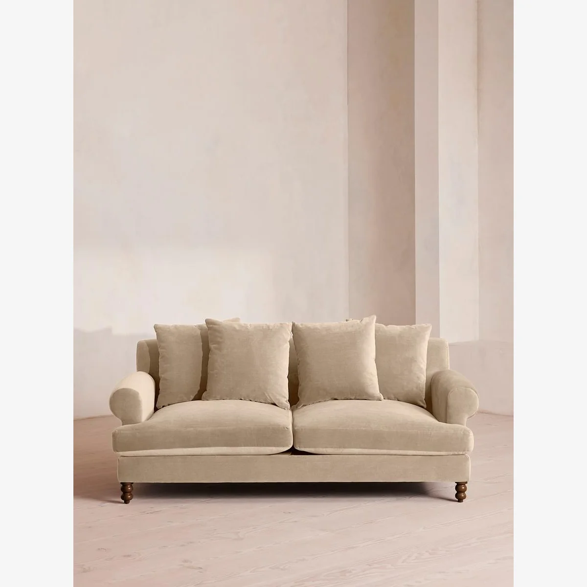 Audrey Two Seater Sofa, Velvet, Oyster, UK – image 1