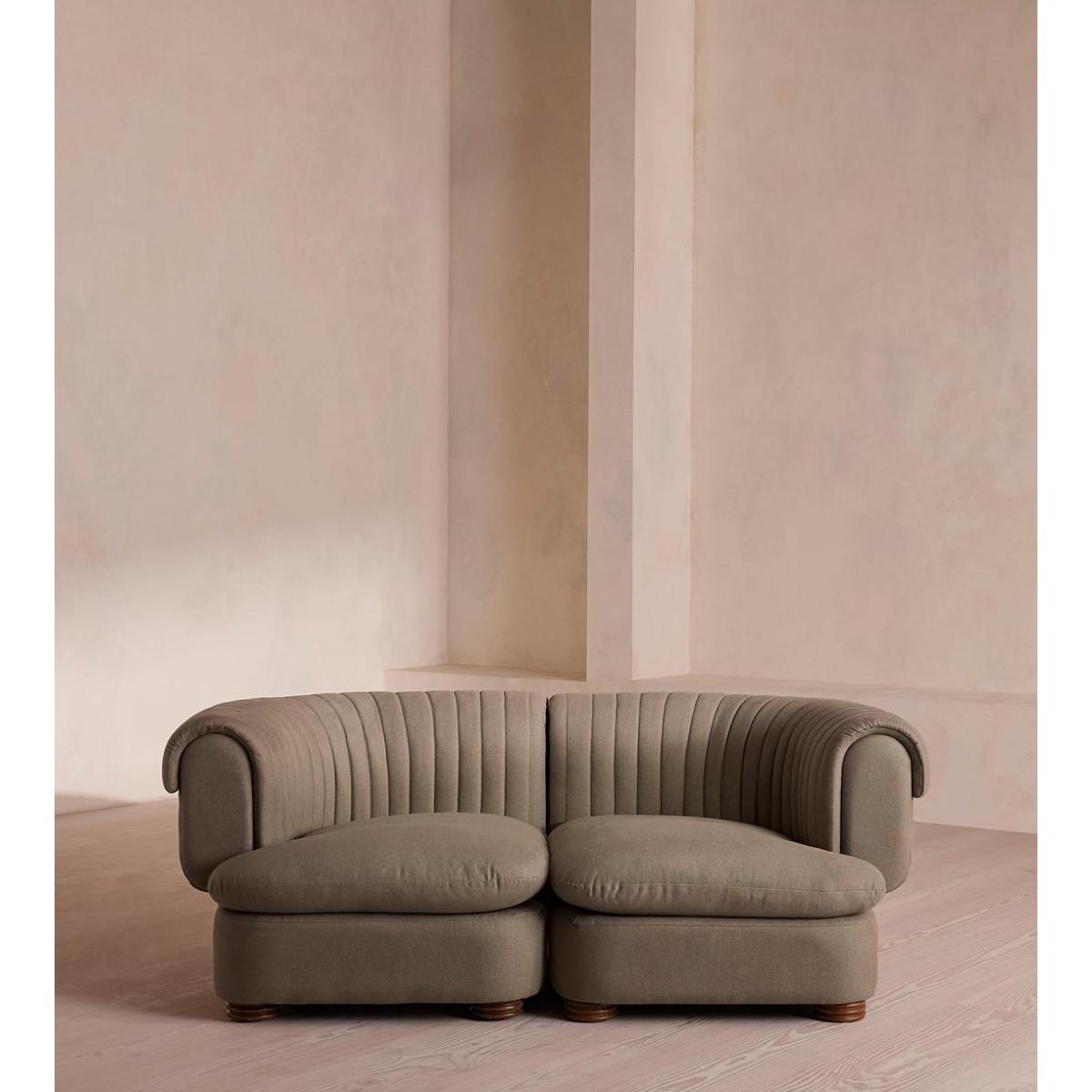 Rava Three Seater Sofa, Linen, Mushroom – image 3
