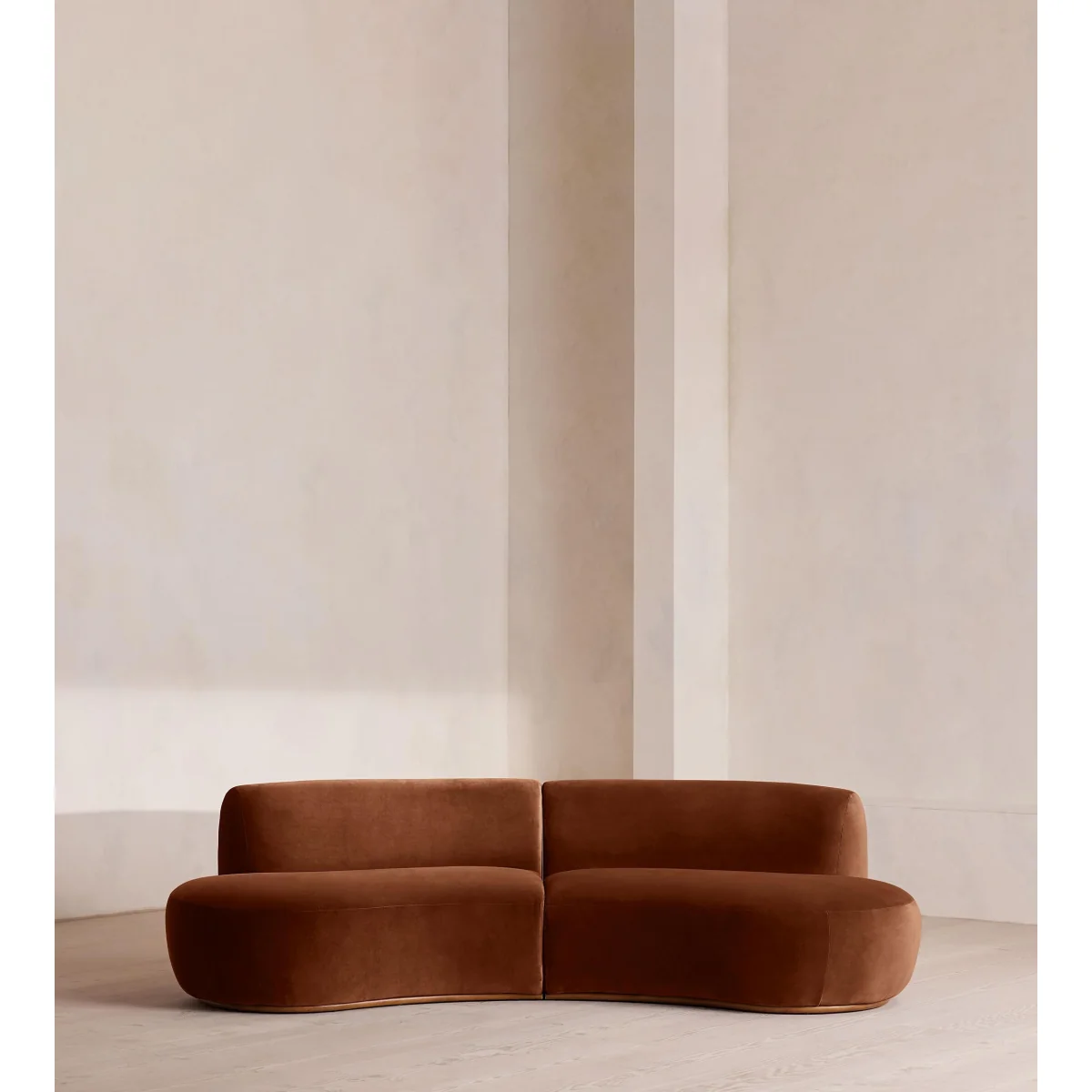 Aline Serpentine Modular Sofa, Three Seater, Velvet, Cinnamon, UK – image 2