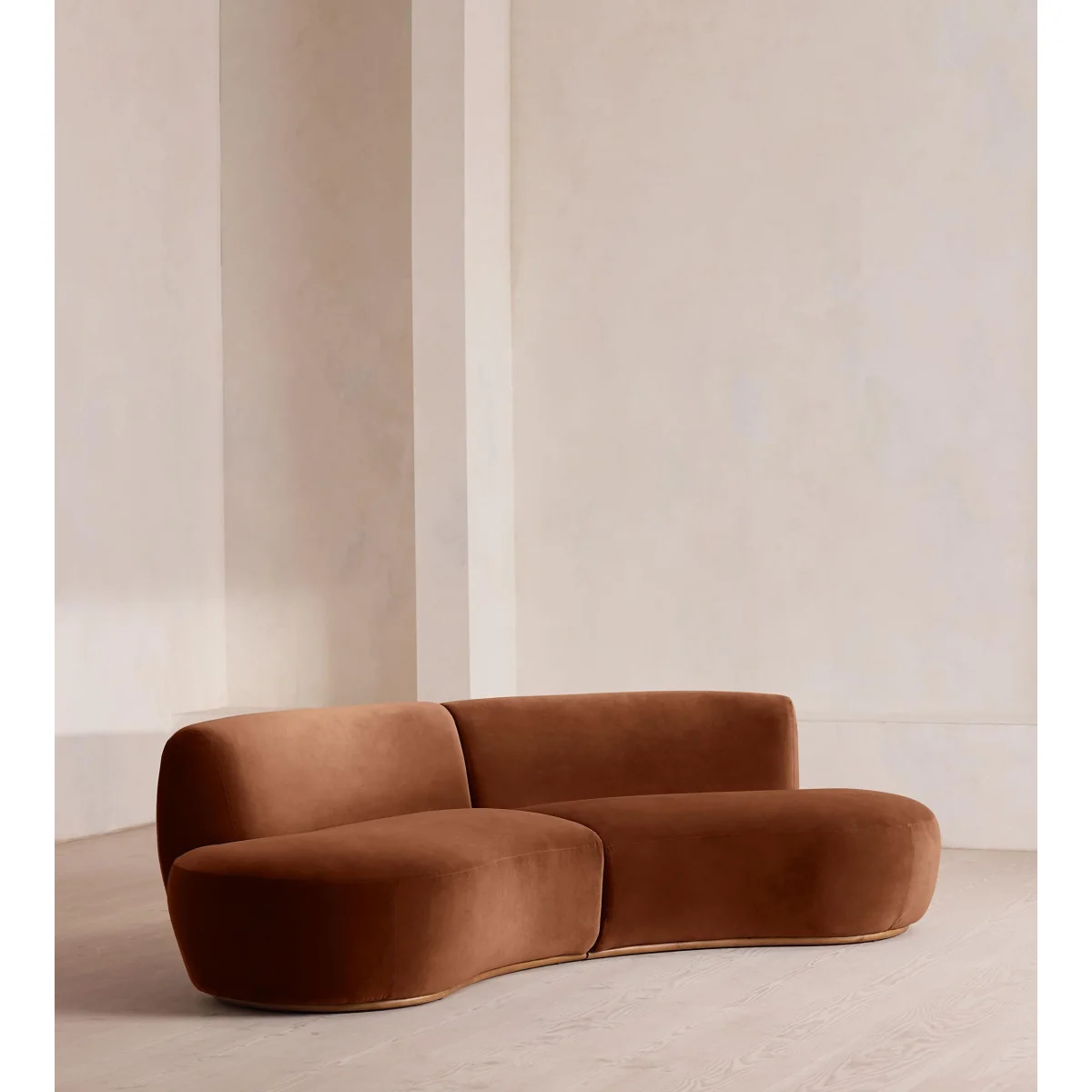 Aline Serpentine Modular Sofa, Three Seater, Velvet, Cinnamon, UK – image 3