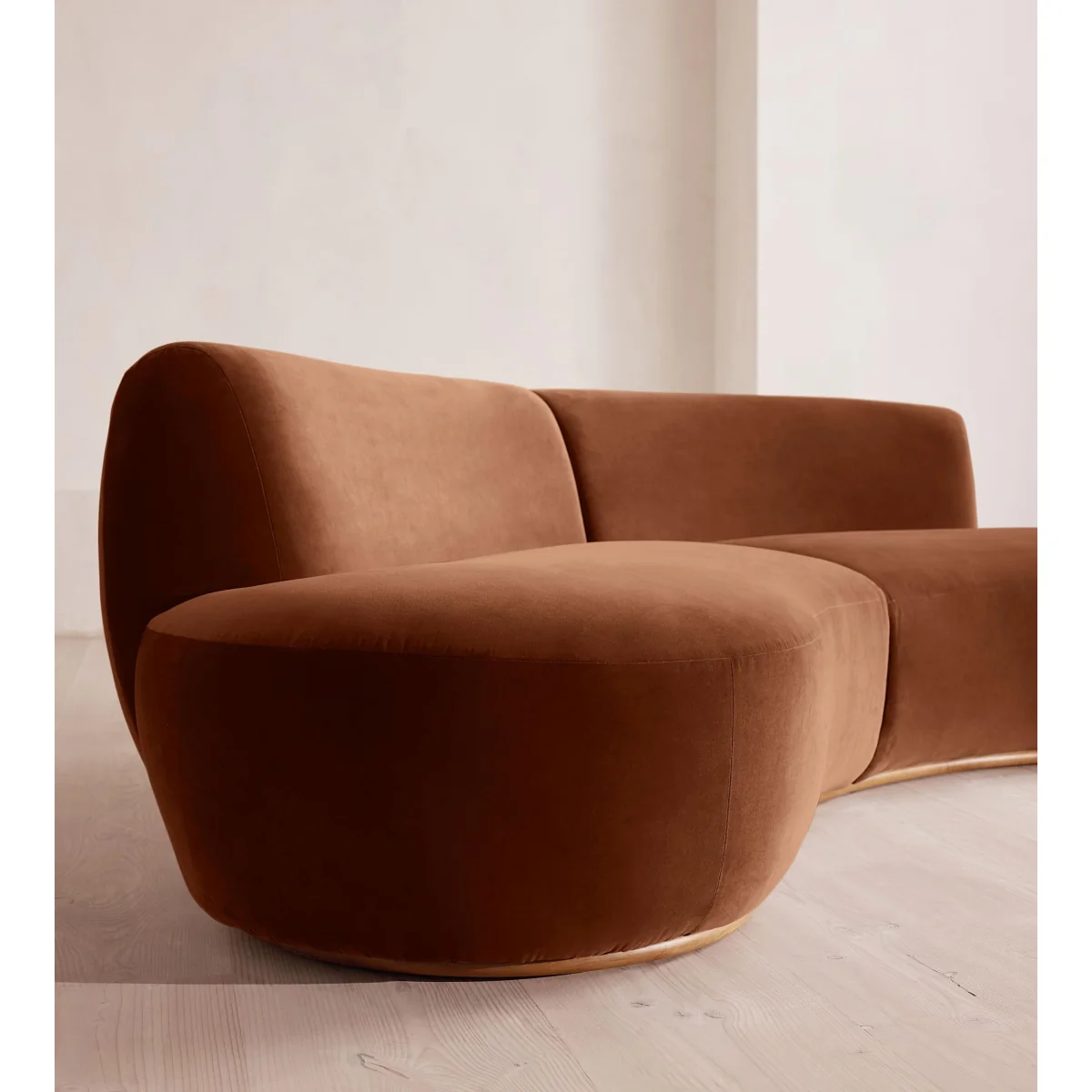 Aline Serpentine Modular Sofa, Three Seater, Velvet, Cinnamon, UK – image 6