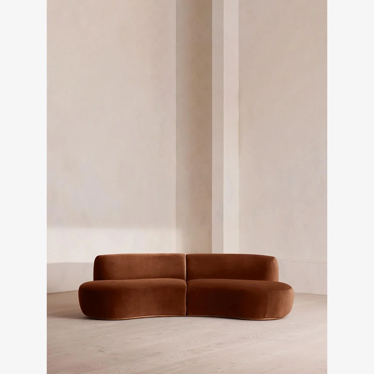 Aline Serpentine Modular Sofa, Three Seater, Velvet, Cinnamon, UK – image 1