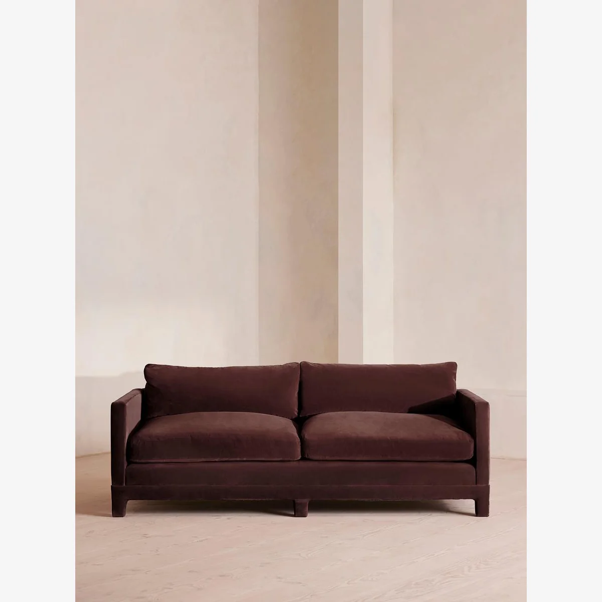 Ashford Three Seater Sofa, Velvet, Aubergine, UK – image 1
