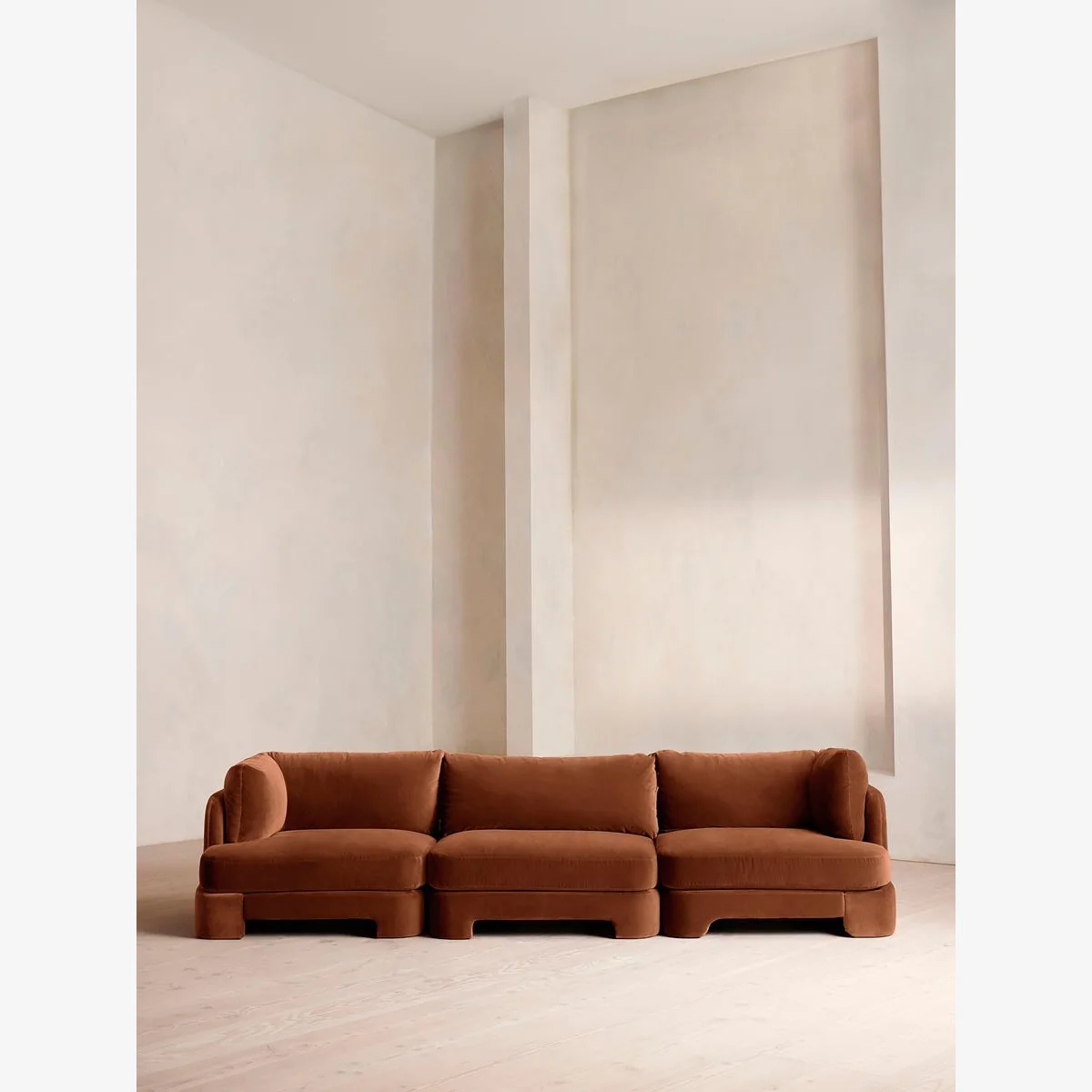 Odell Modular Sofa, Four Seater, Velvet, Cinnamon, UK – image 1