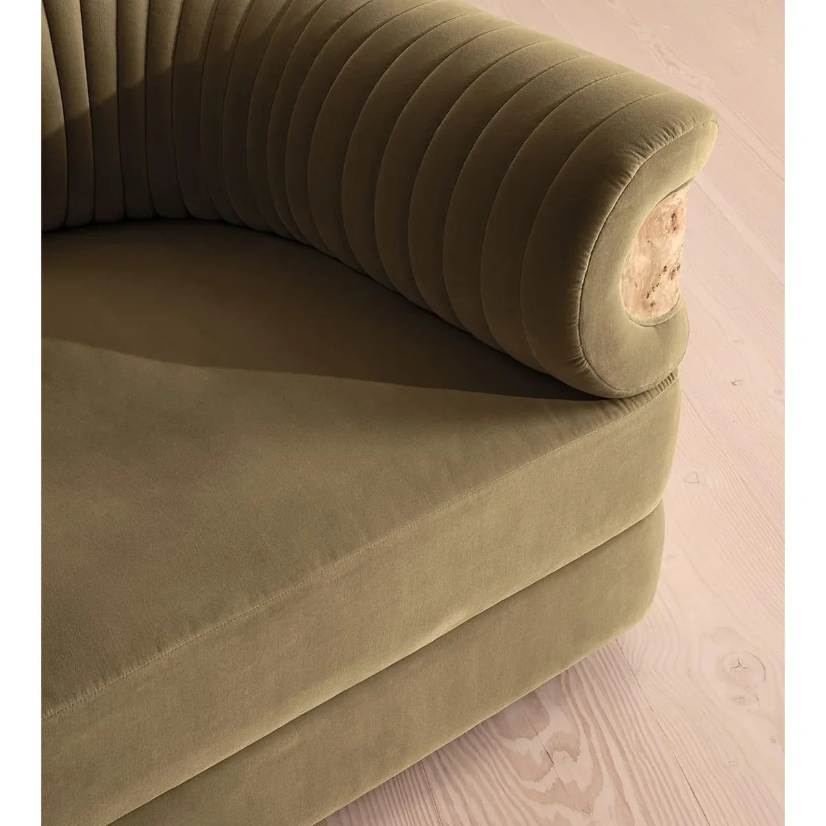 Caleb Modular Sofa, Blonde Burl, L-Shape Sofa, Blonde Burl, Velvet, Lichen, UK – image 6