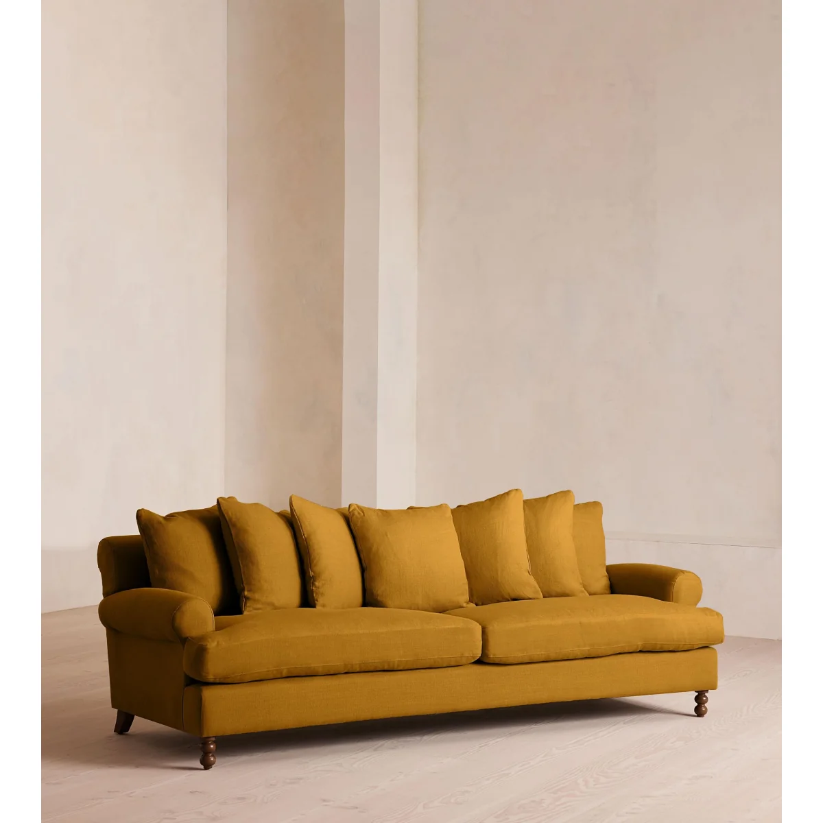 Audrey Four Seater Sofa, Linen, Turmeric, UK – image 3