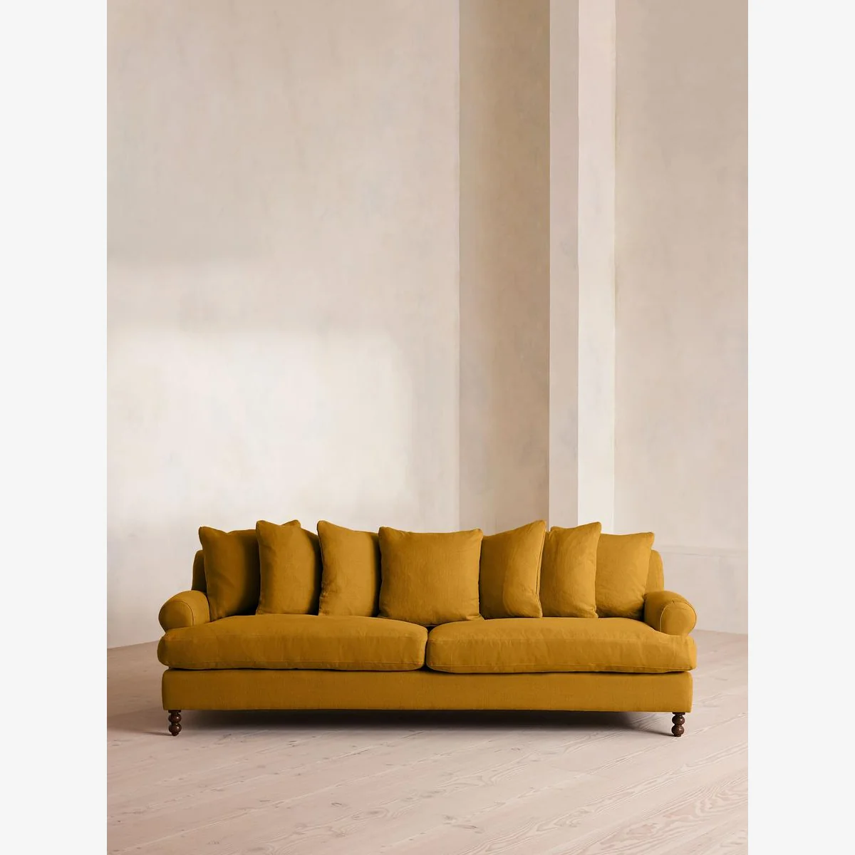 Audrey Four Seater Sofa, Linen, Turmeric, UK – image 1