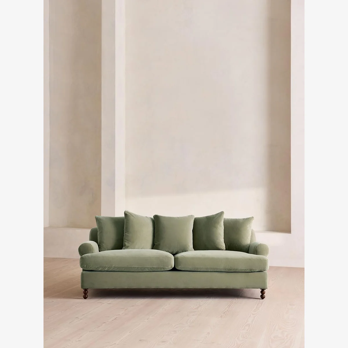Audrey Three Seater Sofa, Velvet, Seafoam, UK – image 1