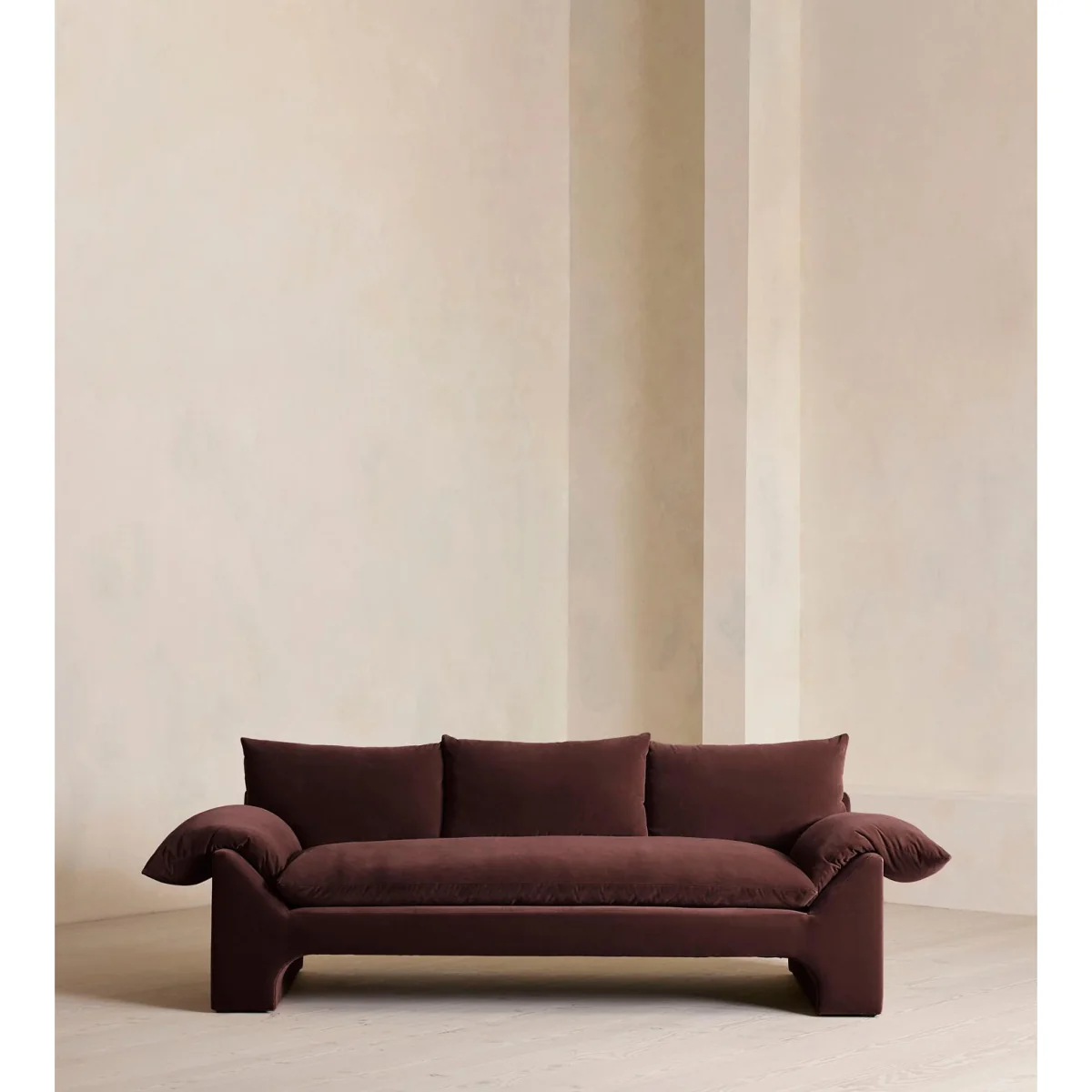 Wyatt Three Seater Sofa, Velvet, Aubergine, UK – image 2