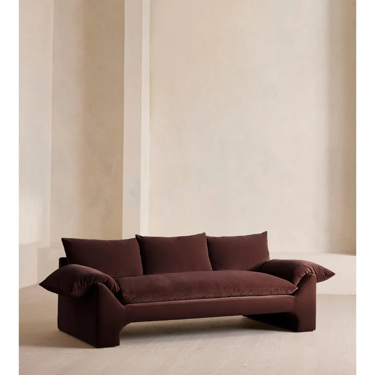 Wyatt Three Seater Sofa, Velvet, Aubergine, UK – image 3