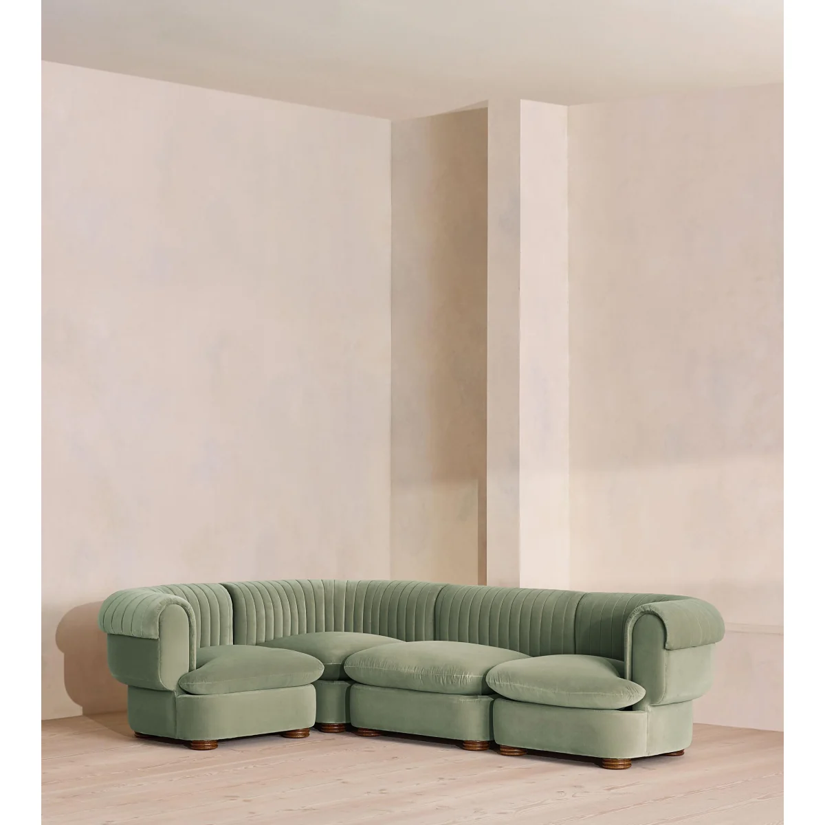 Rava Modular Sofa, L-Shape Sofa, Velvet, Seafoam, UK – image 2