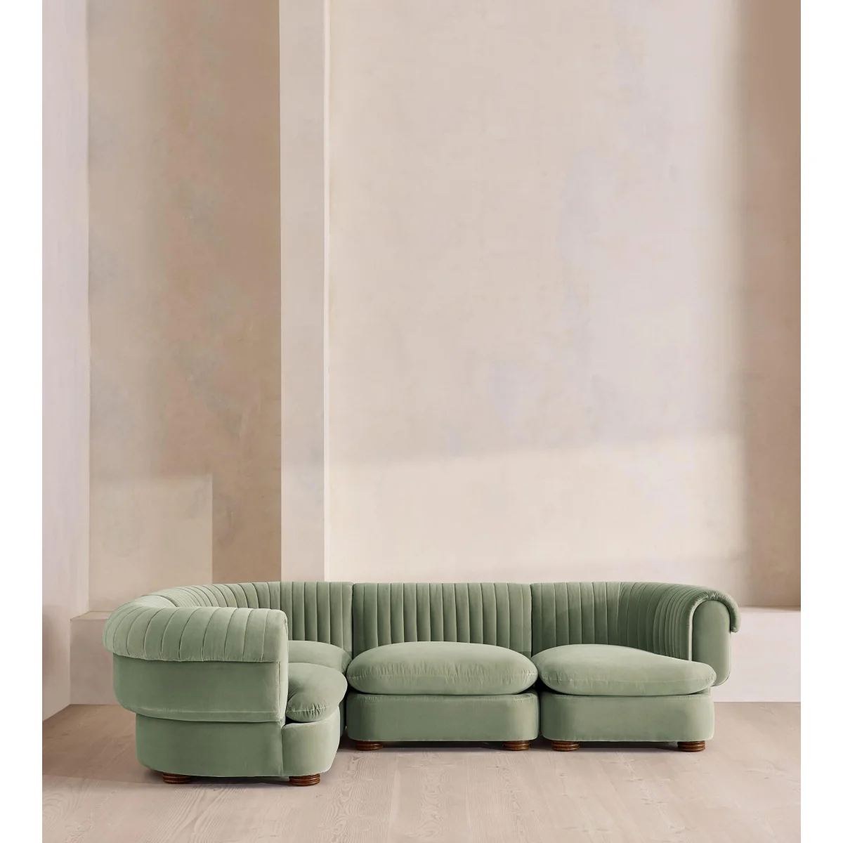 Rava Modular Sofa, L-Shape Sofa, Velvet, Seafoam, UK – image 3