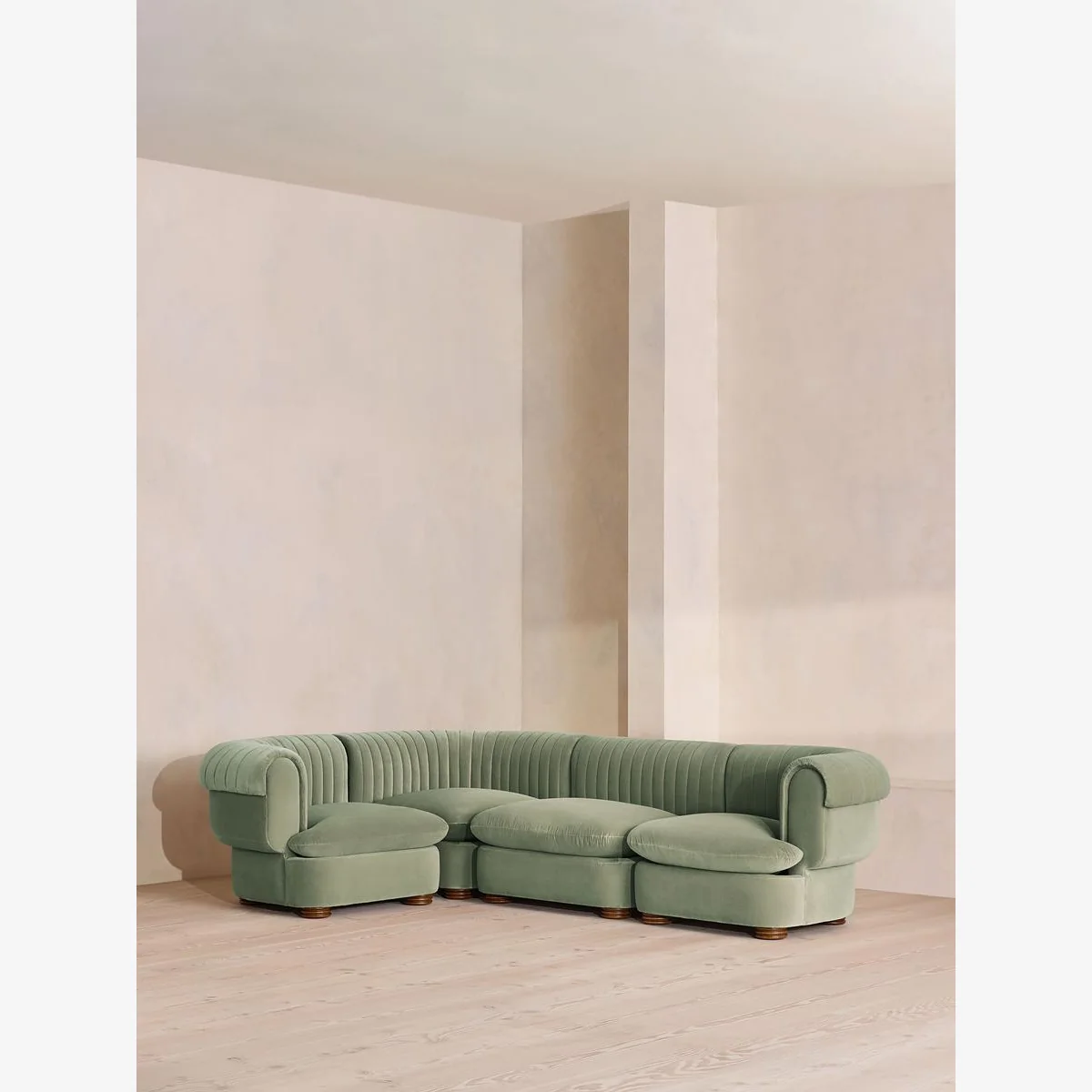 Rava Modular Sofa, L-Shape Sofa, Velvet, Seafoam, UK – image 1