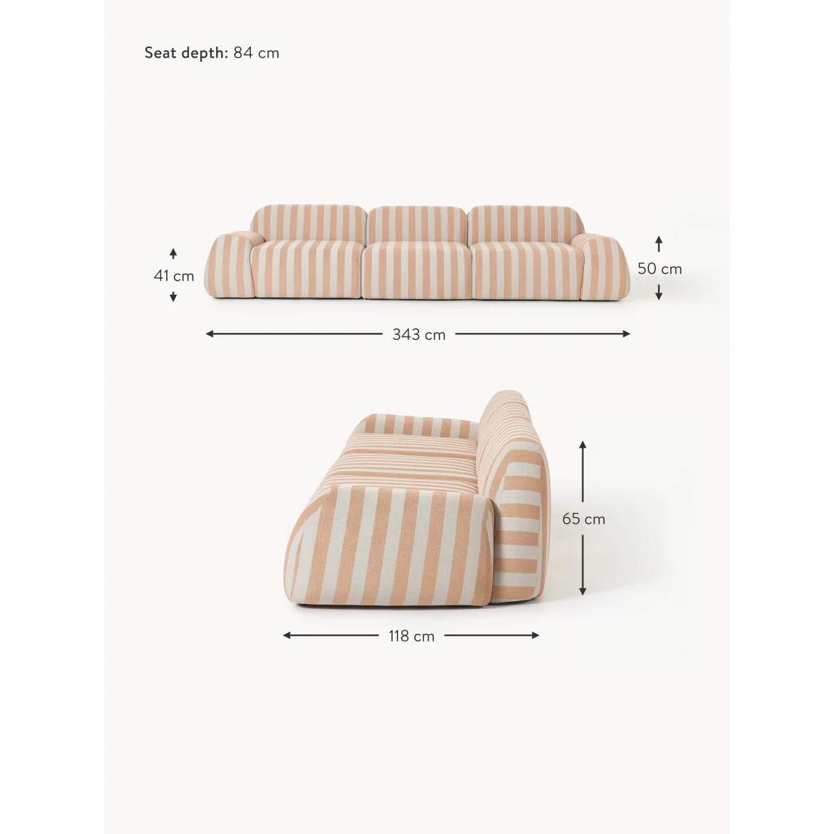 Modular Striped Sofa Wolke (4-seater) – image 12