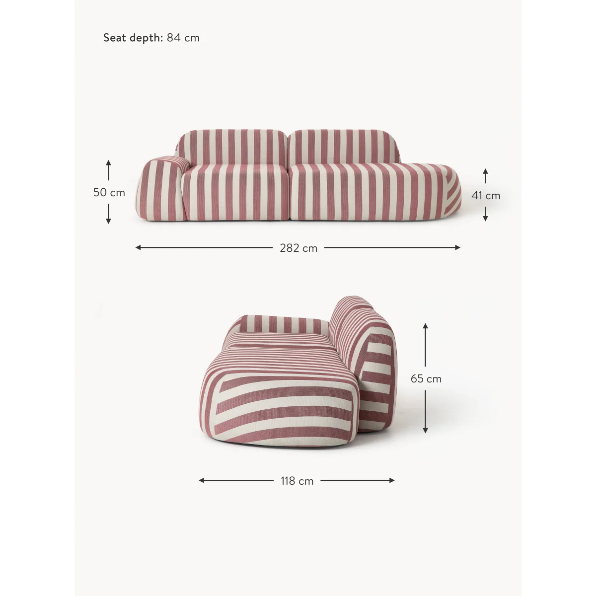 Modular Striped Chaise Wolke (3-seater) – image 9