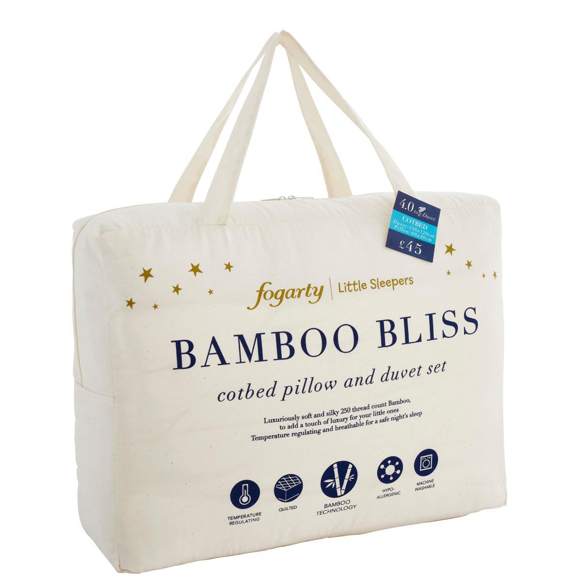 Fogarty Little Sleepers Bamboo Soft 4 Tog Cot Bed Duvet and Pillow Set Ecru – image 3