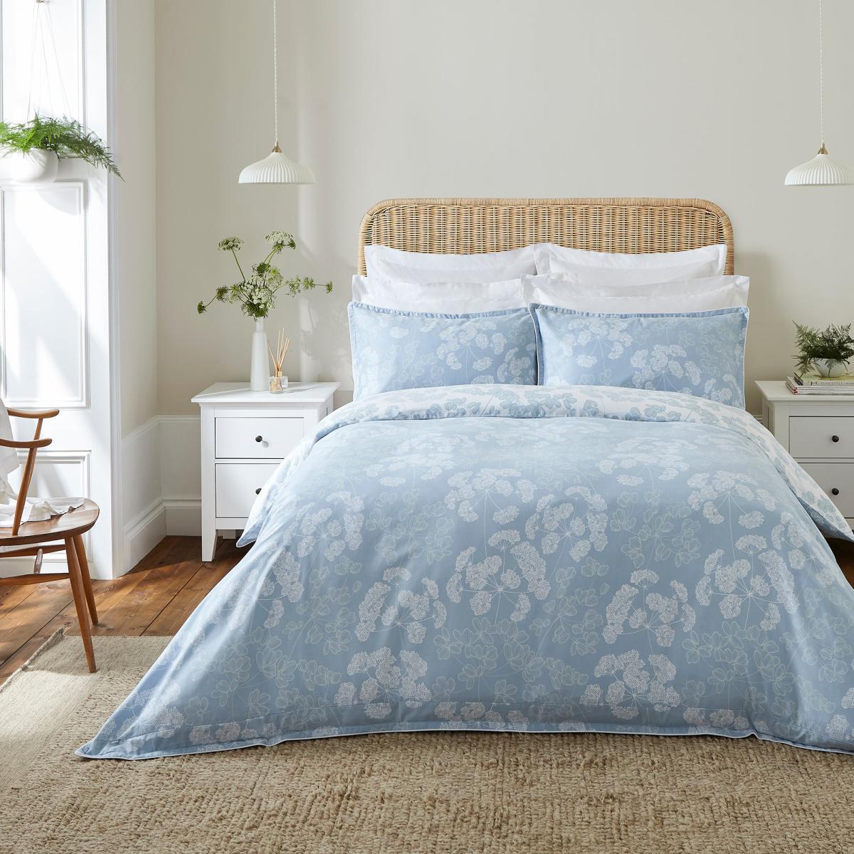 Dorma Daylesford Blue 100% Cotton Duvet Cover and Pillowcase Set Blue – image 2