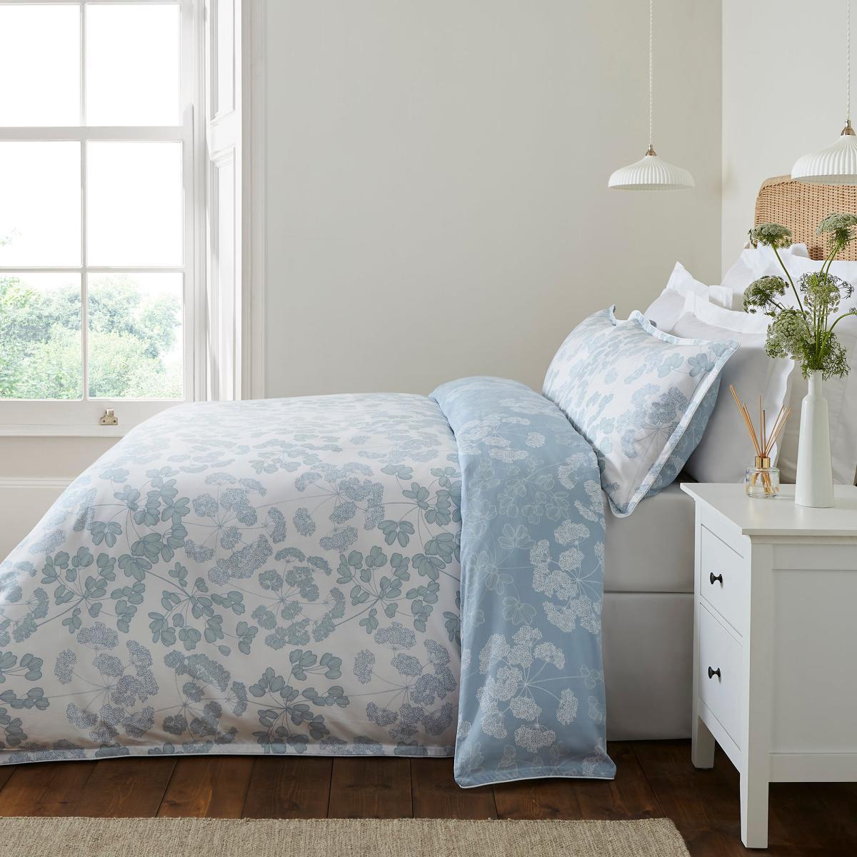 Dorma Daylesford Blue 100% Cotton Duvet Cover and Pillowcase Set Blue – image 3