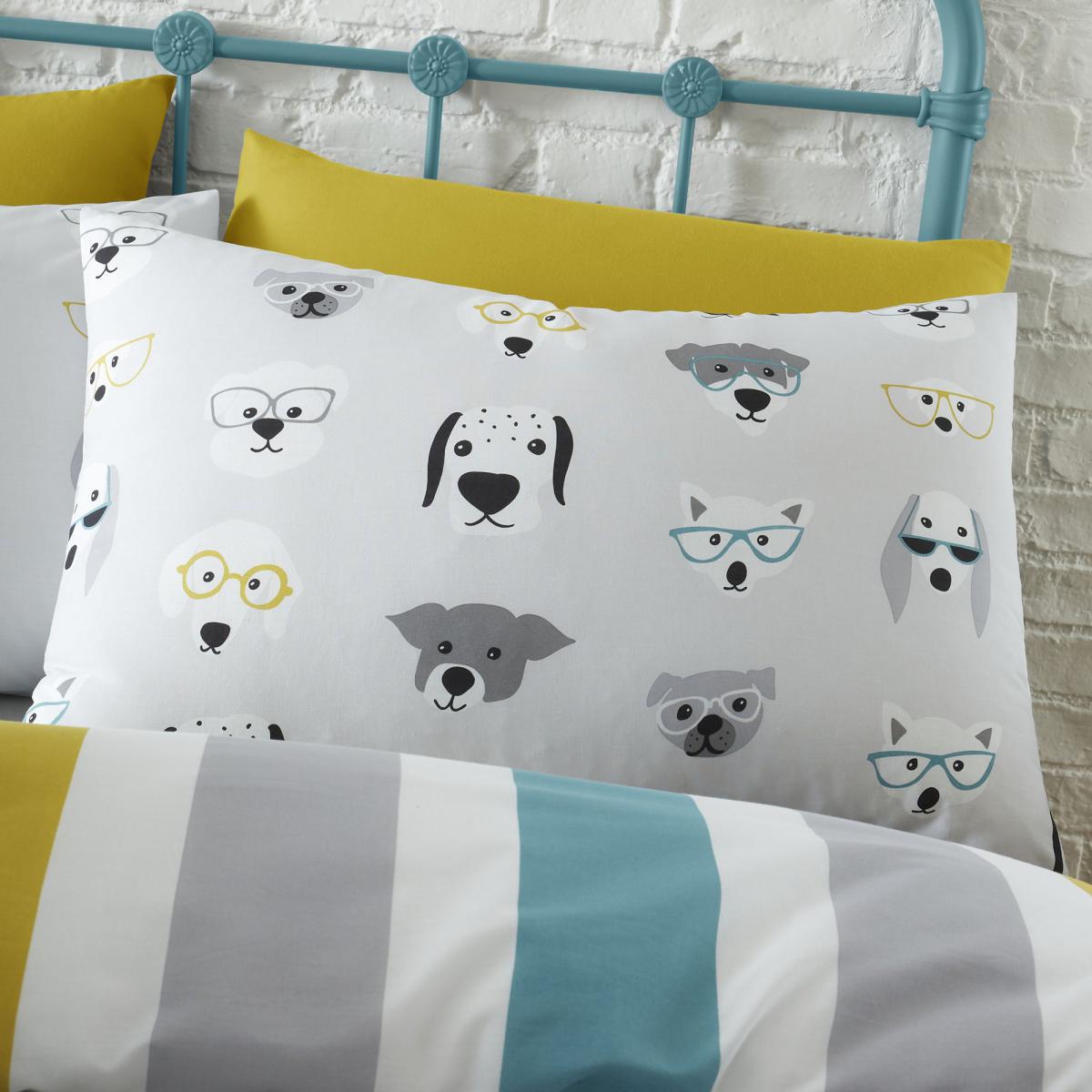 Catherine Lansfield Cool Dogs Grey Reversible Duvet Cover and Pillowcase Set MultiColoured – image 3