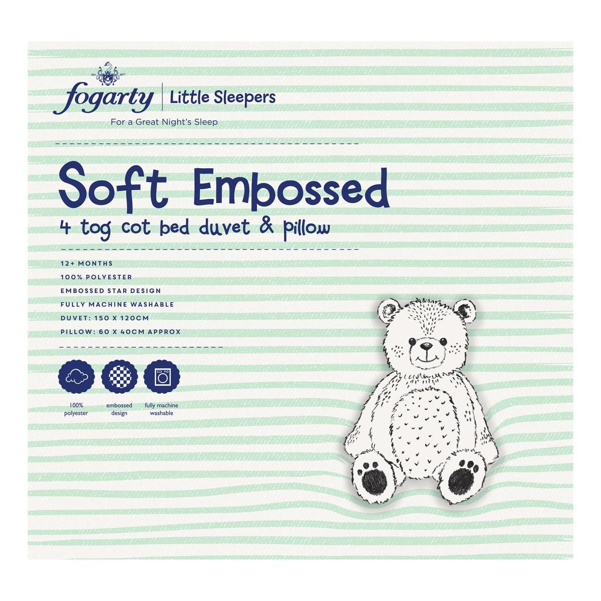 Fogarty Little Sleepers Soft Touch Star 4 Tog Duvet and Pillow Set White – image 5