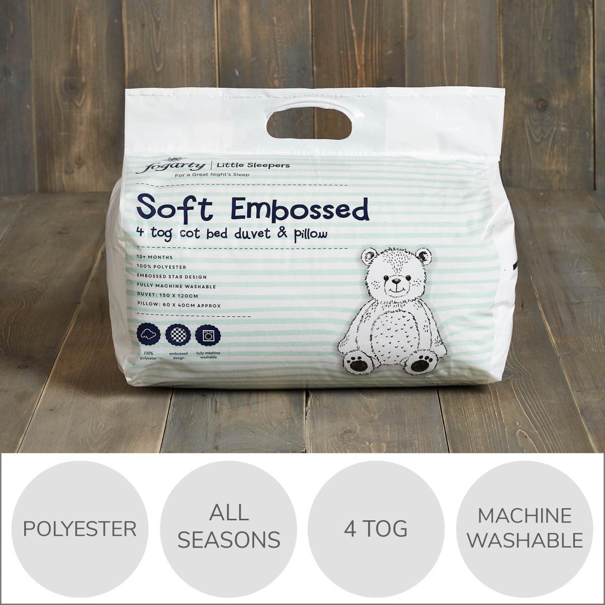 Fogarty Little Sleepers Soft Touch Star 4 Tog Duvet and Pillow Set White – image 1