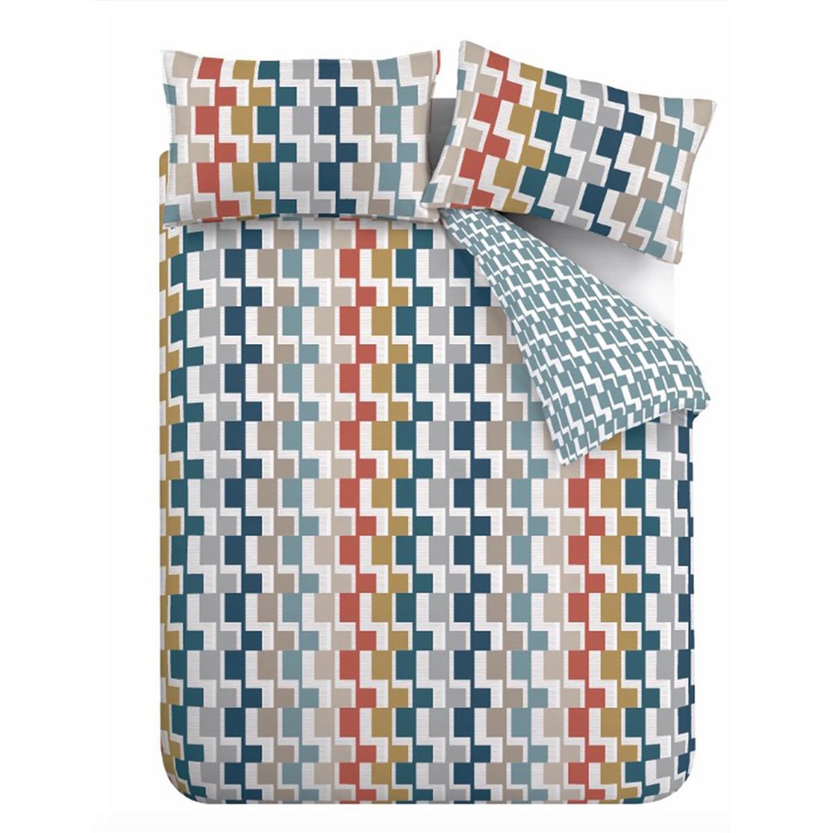 Bianca Fine Linens Dakota Geo Egyptian Cotton Duvet Cover and Pillowcase Set MultiColoured – image 5