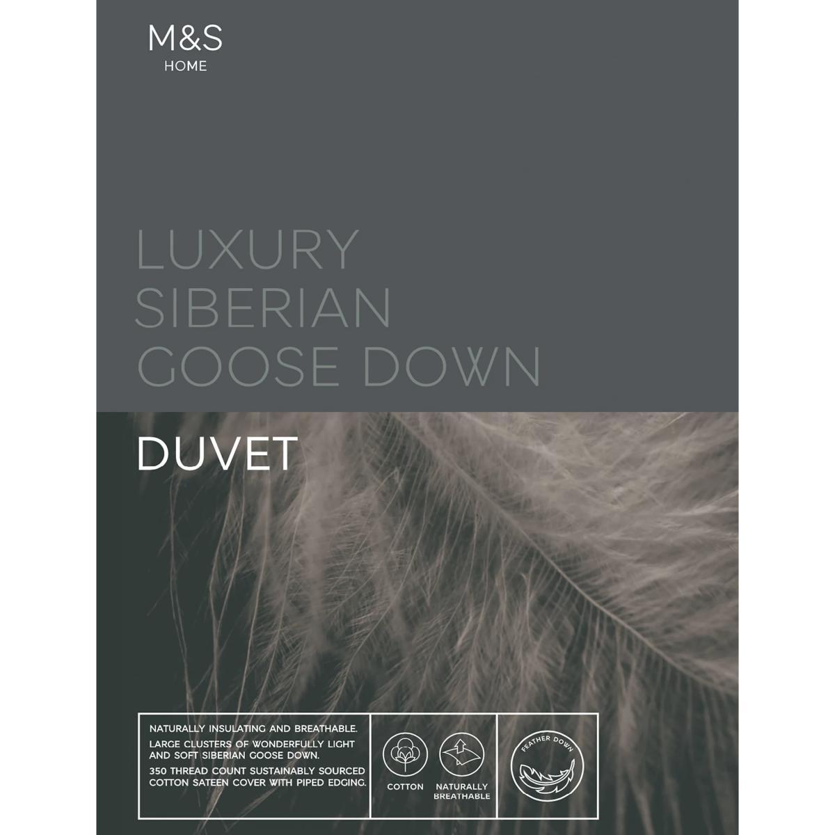 M&S Luxury Siberian Goose Down 13.5 Tog Duvet - 6FT - White, White – image 2