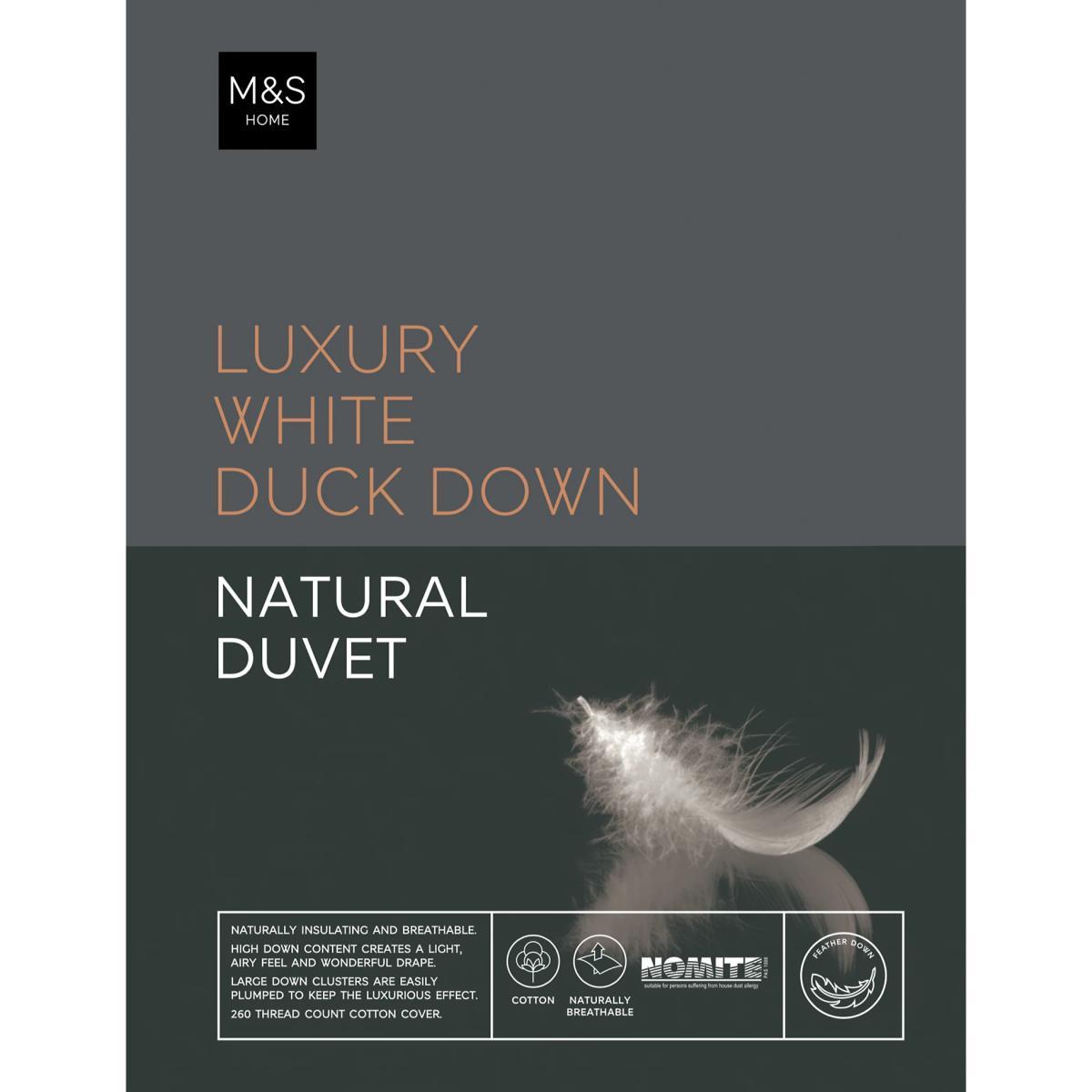 M&S Luxury Duck Down 13.5 Tog Duvet - 6FT - White, White – image 2