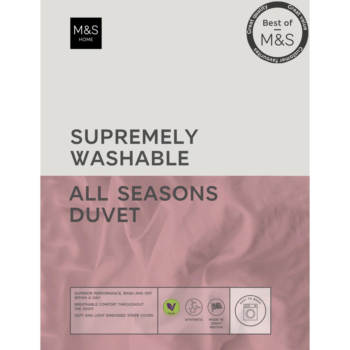 M&S Unisex Supremely Washable 13.5 Tog All Season Duvet - 5FT - White, White – image 2