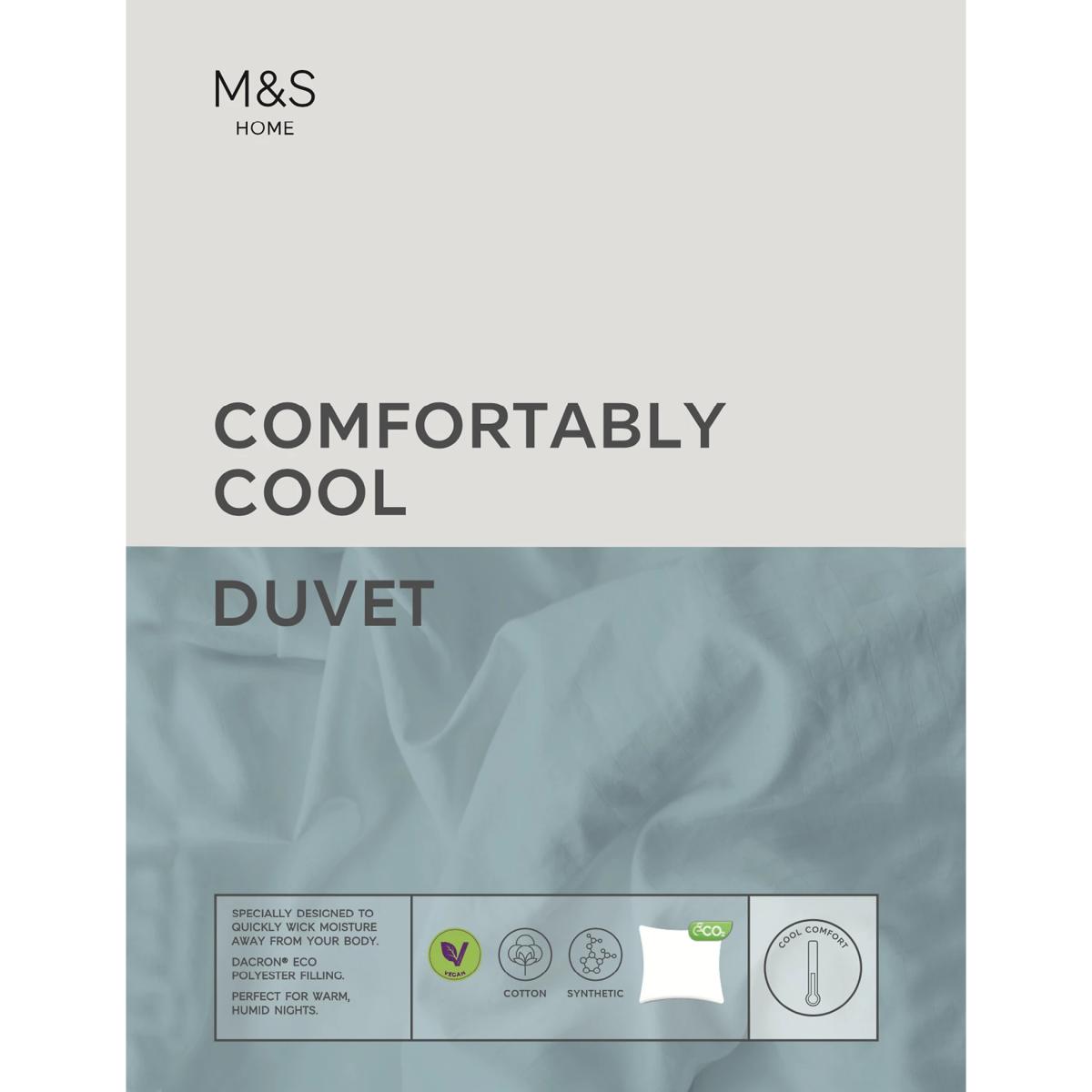 M&S Comfortably Cool 1 Tog Duvet - 5FT - White, White – image 2