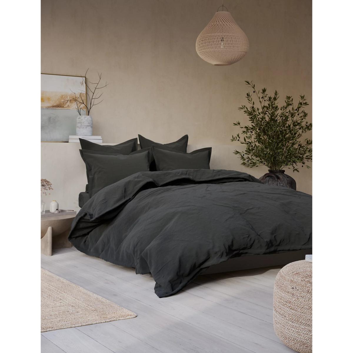 M&S X Fired Earth  Washed Cotton Duvet Cover - 6FT - Weald Green, Weald Green,Under The Waves,Gesso,Charcoal,Pompeiian Red,Storm,Dragons Blood,Malm,Dover Cliffs – image 2
