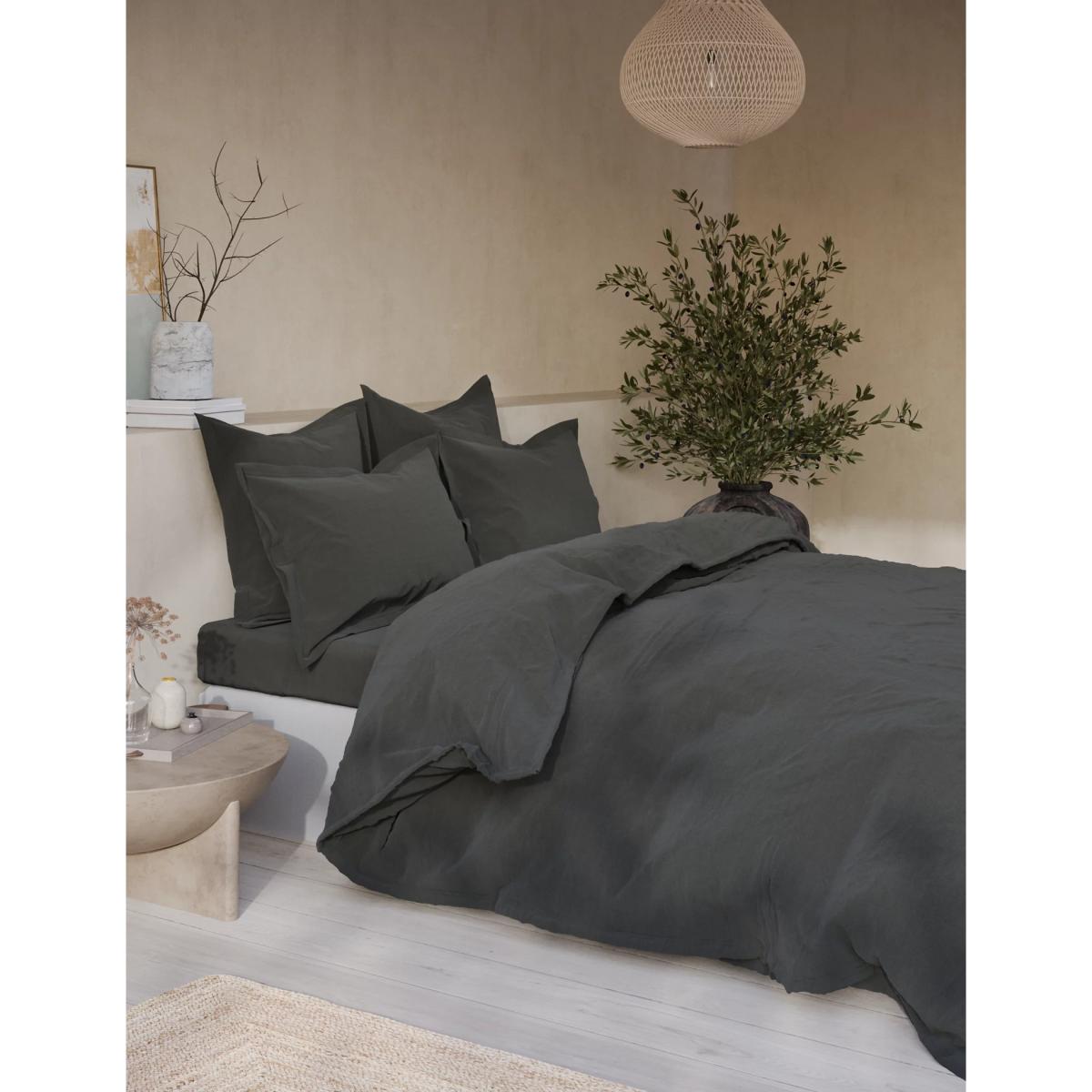 M&S X Fired Earth  Washed Cotton Duvet Cover - 6FT - Weald Green, Weald Green,Under The Waves,Gesso,Charcoal,Pompeiian Red,Storm,Dragons Blood,Malm,Dover Cliffs – image 7