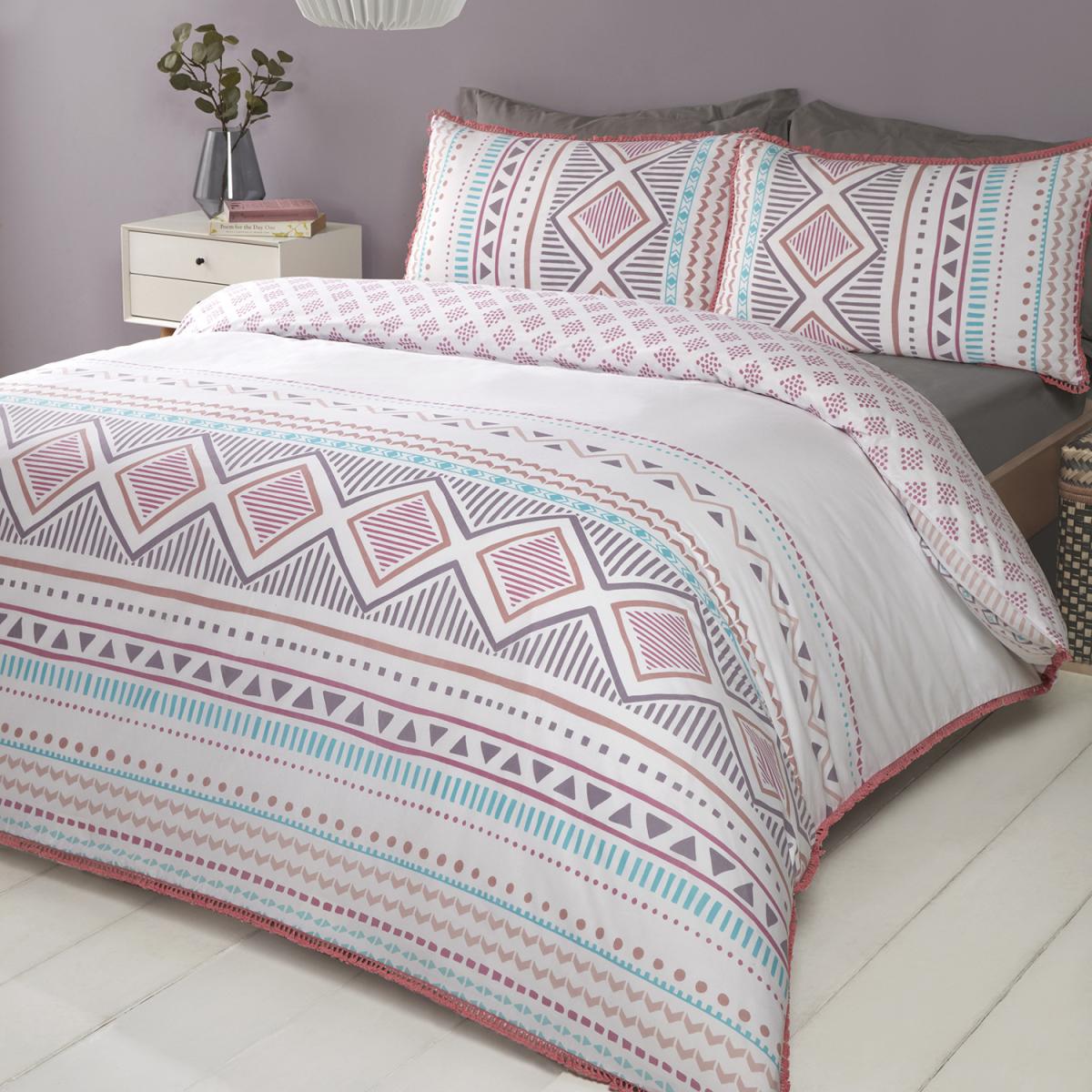 Navajo Tribal Duvet and Pillow Case Set - Blush & Navy / King – image 2