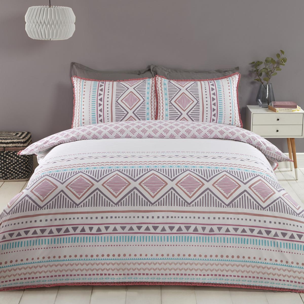 Navajo Tribal Duvet and Pillow Case Set - Blush & Navy / King – image 6