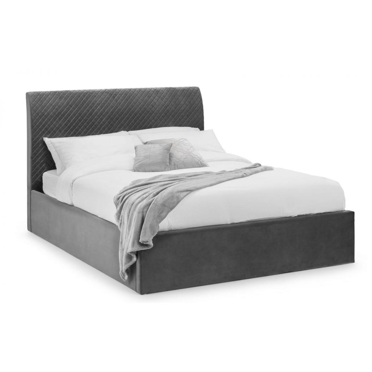 Diamond Premium Quilted Velvet Ottoman Bed - Grey / Super King – image 3
