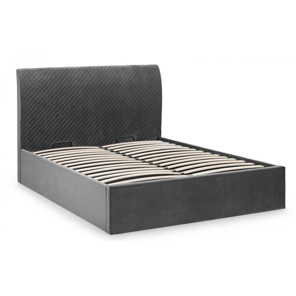 Diamond Premium Quilted Velvet Ottoman Bed - Grey / Super King – image 5
