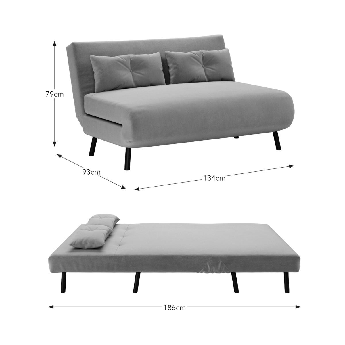 Phoebe Double Velvet Sofa Bed Velvet Grey – image 9