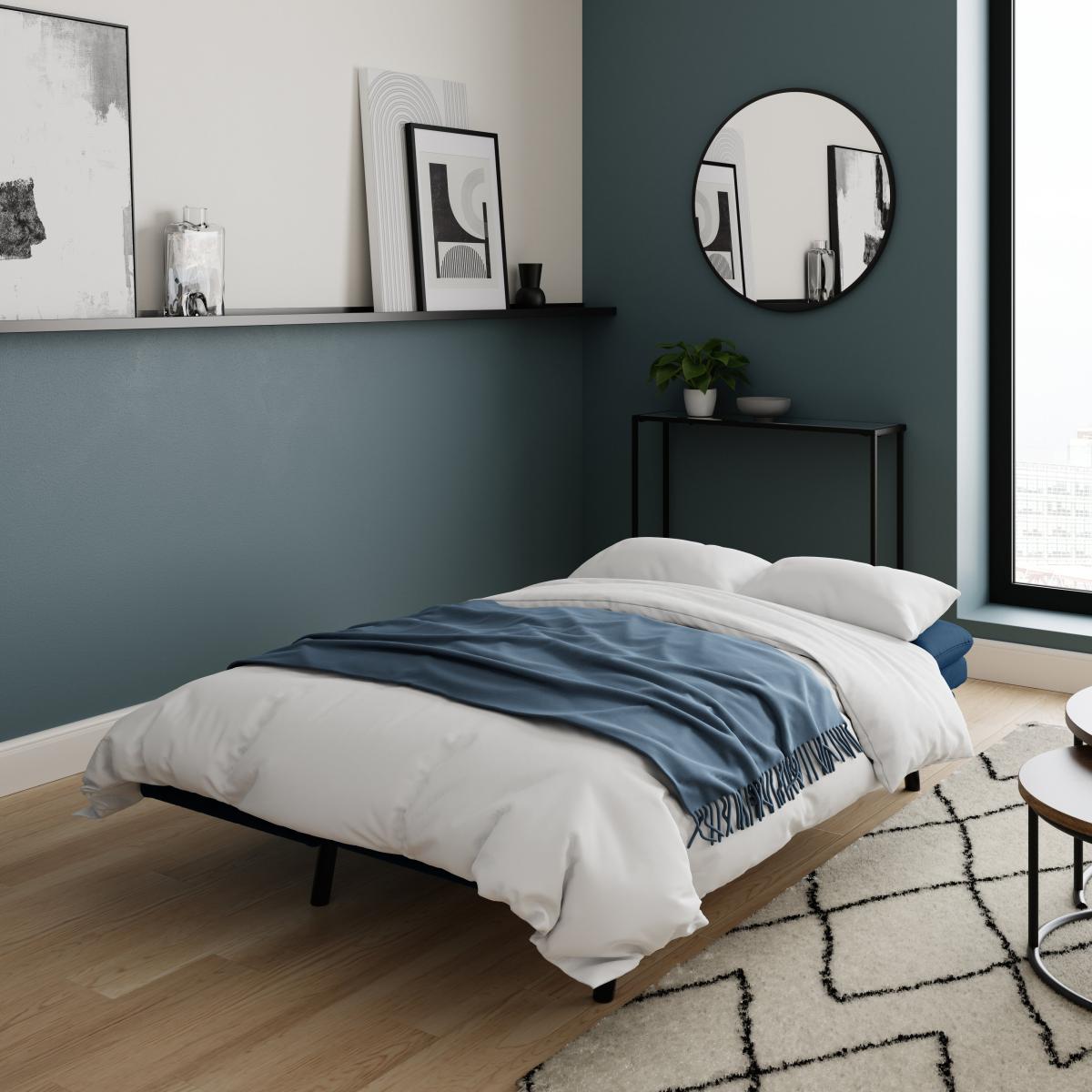 Luis Velvet Clic Clac Sofa Bed Navy – image 2