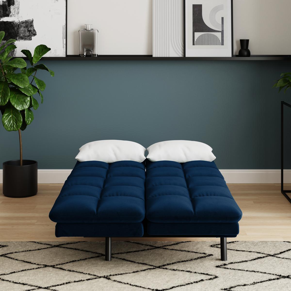 Luis Velvet Clic Clac Sofa Bed Navy – image 3