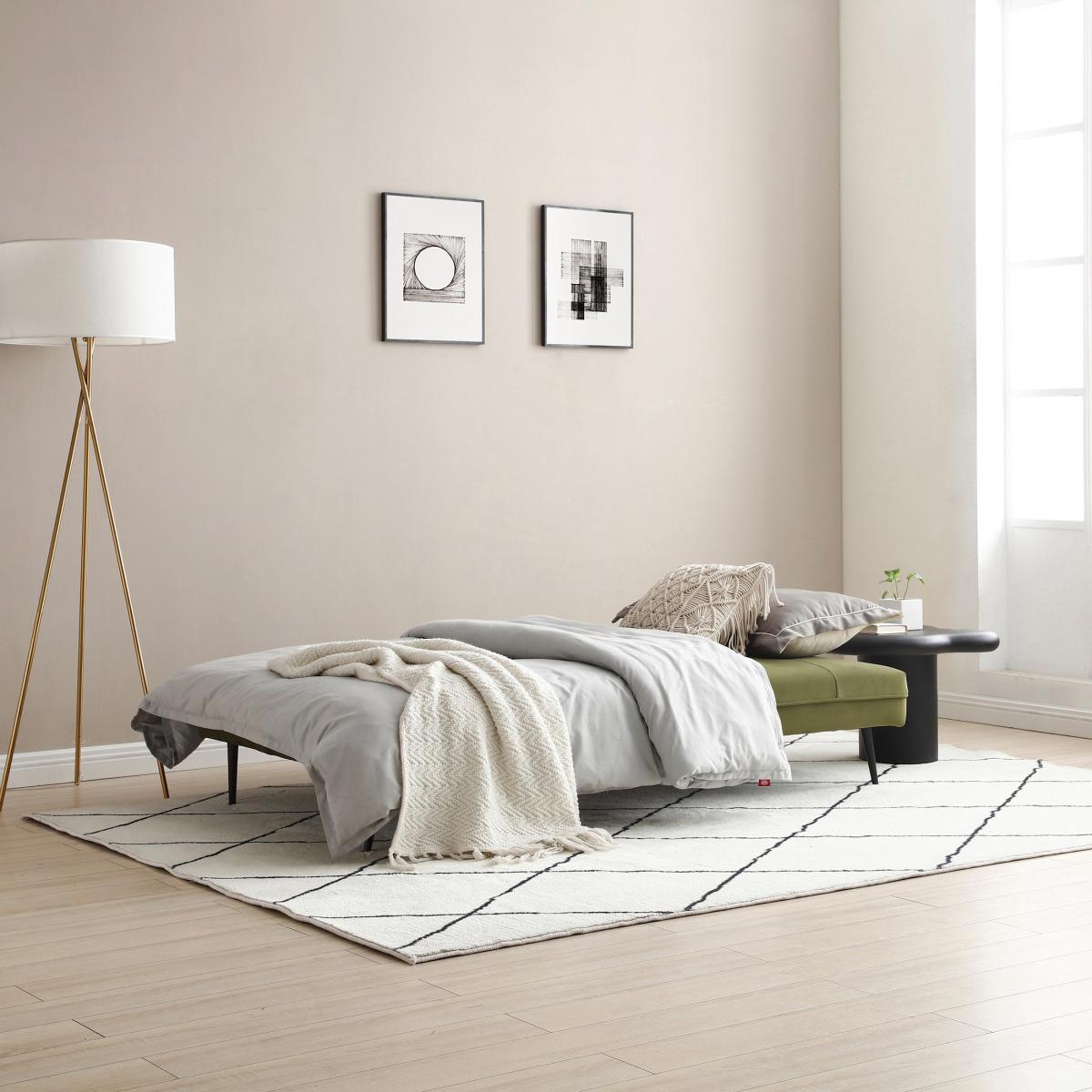 Logan Velvet Sofa Bed Green – image 2