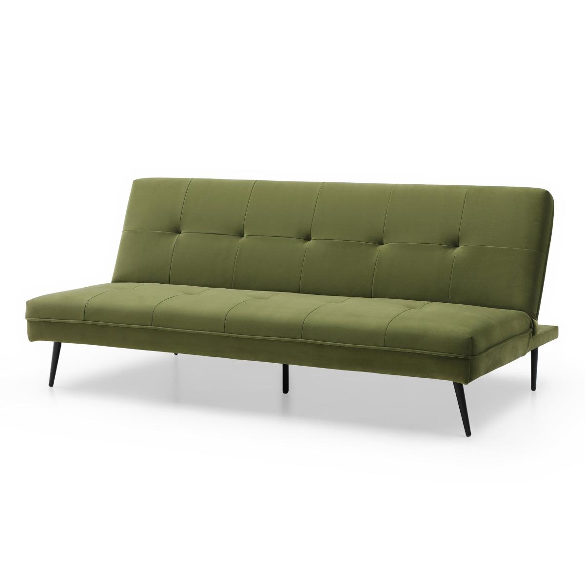 Logan Velvet Sofa Bed Green – image 4