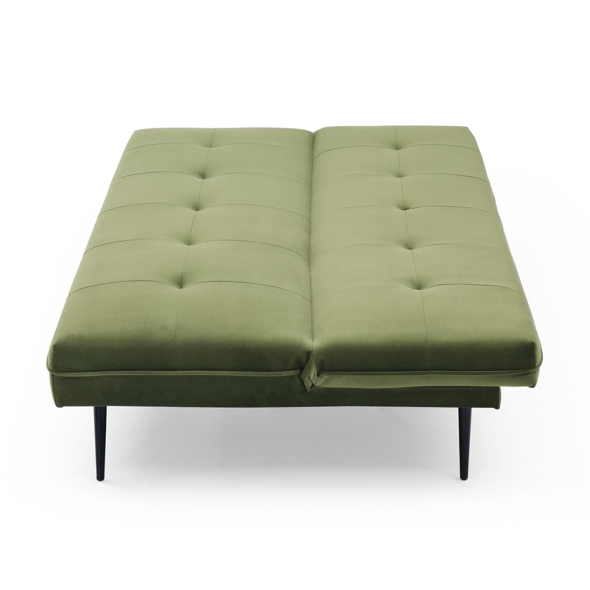 Logan Velvet Sofa Bed Green – image 5