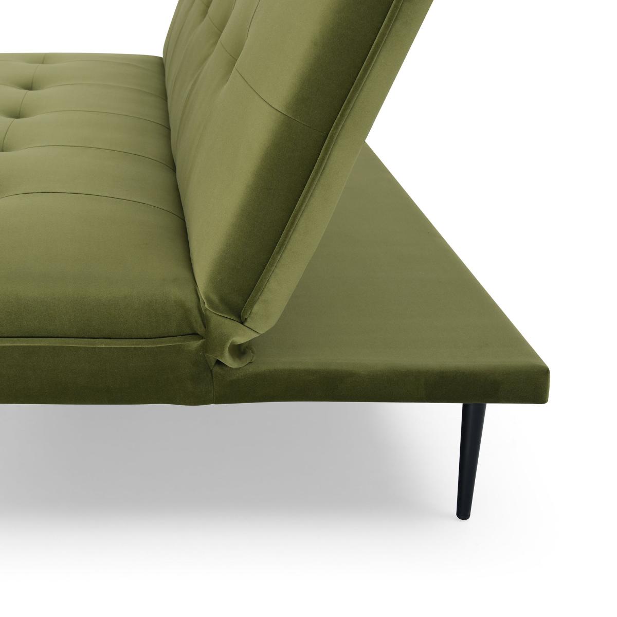 Logan Velvet Sofa Bed Green – image 6