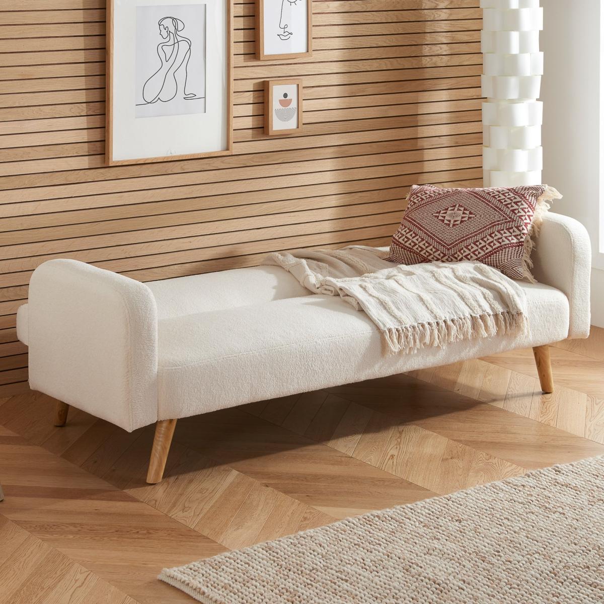 Return - Micah Ivory Sherpa Double Sofa Bed – image 3