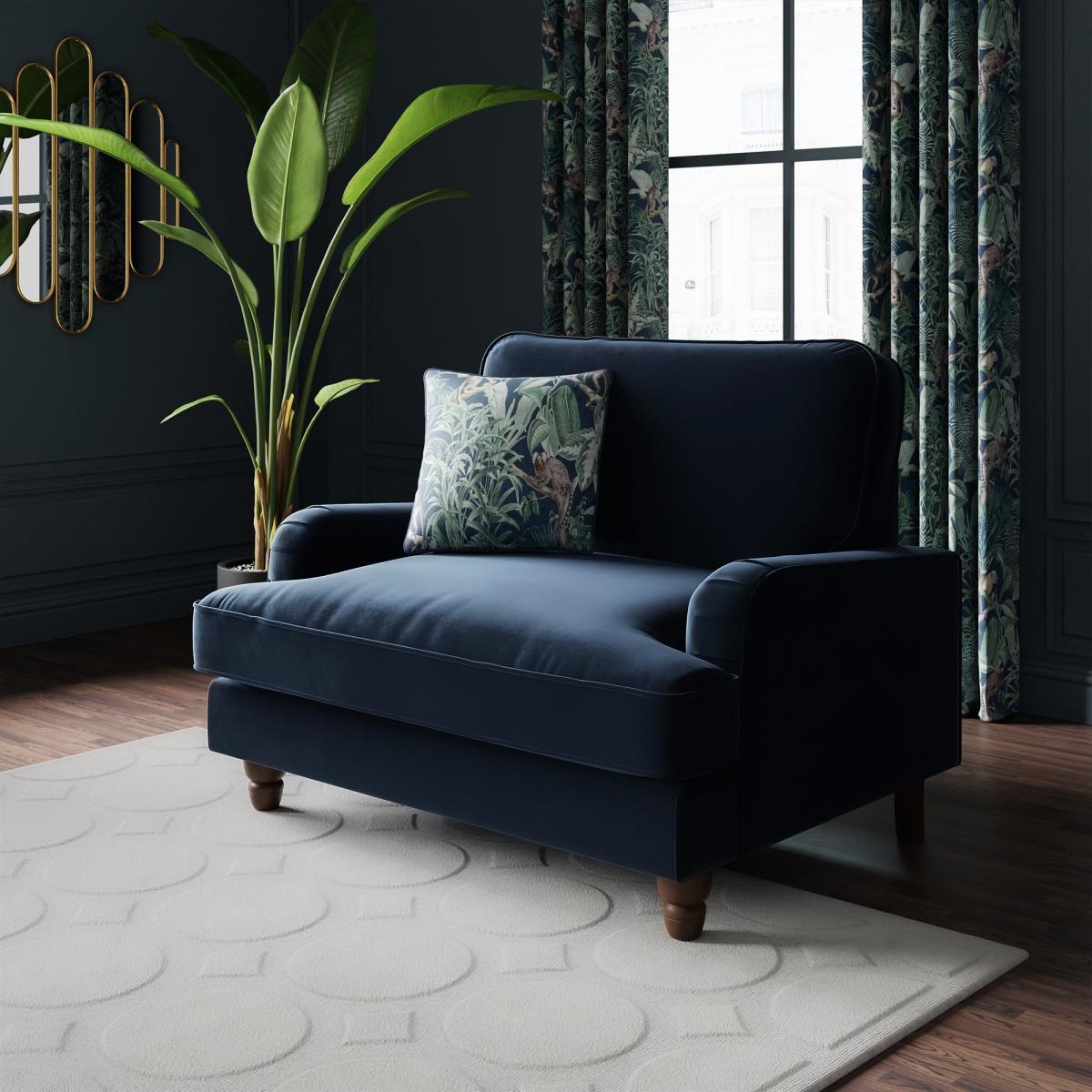 Beatrice Matte Velvet Snuggle Single Sofa Bed Luxe Navy – image 2