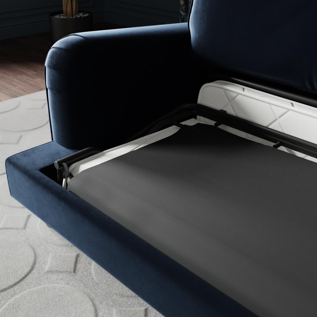 Beatrice Matte Velvet Snuggle Single Sofa Bed Luxe Navy – image 3