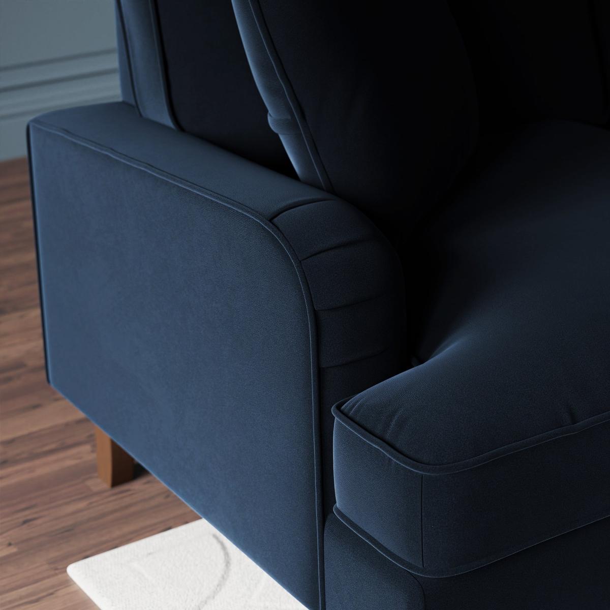 Beatrice Matte Velvet Snuggle Single Sofa Bed Luxe Navy – image 4