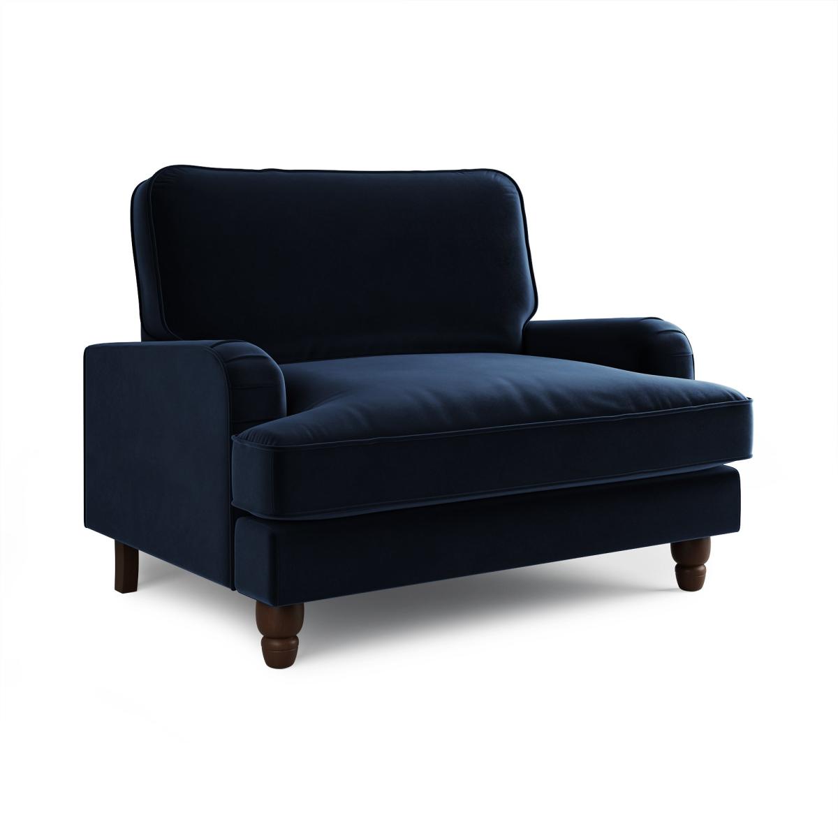 Beatrice Matte Velvet Snuggle Single Sofa Bed Luxe Navy – image 6