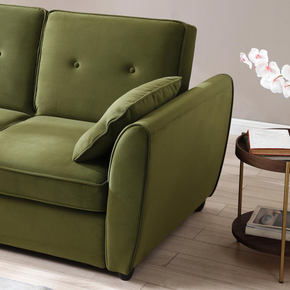 Mila 2 Seater Pop Up Sofa Bed, Velvet Olive – image 4