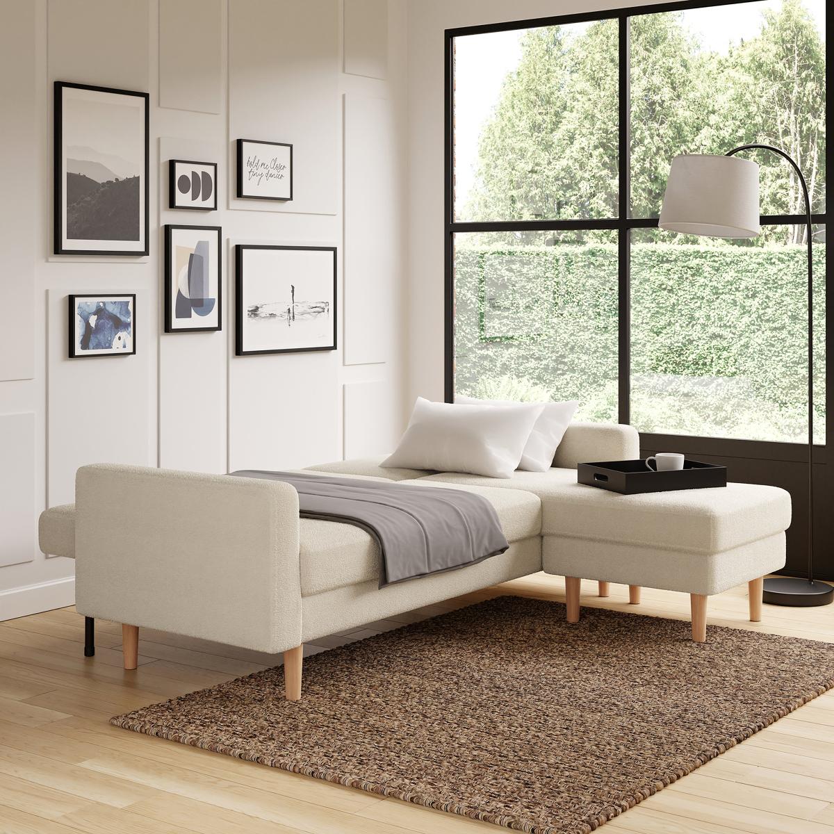 Jacob Sherpa Corner Sofabed Ivory – image 2